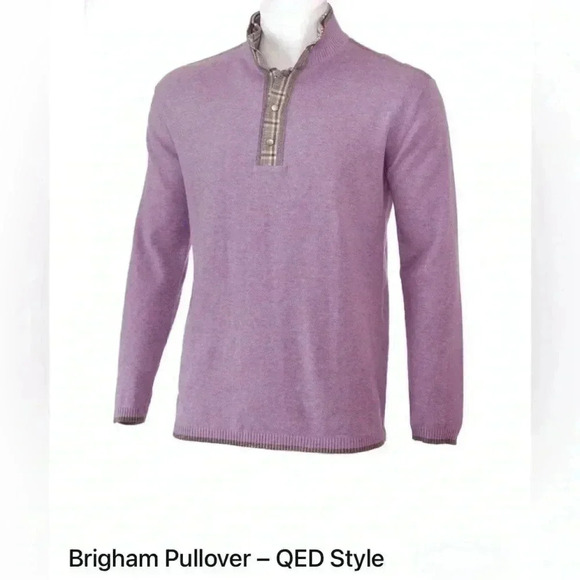 NWT QED Style Brigham Golf Cashmere Sweater Pullover Finance Bro Cotton Plaid - Picture 5 of 12
